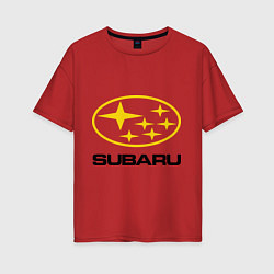 Футболка оверсайз женская Subaru Logo, цвет: красный