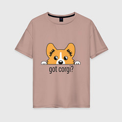 Футболка оверсайз женская Got Corgi, цвет: пыльно-розовый