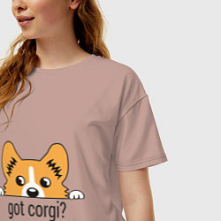 Футболка оверсайз женская Got Corgi, цвет: пыльно-розовый — фото 2