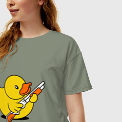 Футболка оверсайз женская Утенок с ружъем, цвет: авокадо — фото 2