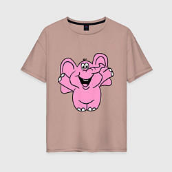 Футболка оверсайз женская Розовый слон, цвет: пыльно-розовый