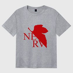 Футболка оверсайз женская Евангелион NERV, цвет: меланж