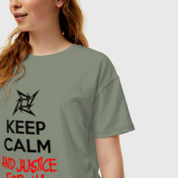 Футболка оверсайз женская Keep Calm & Justice For All, цвет: авокадо — фото 2