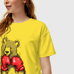 Футболка оверсайз женская Bear Boxing, цвет: желтый — фото 2