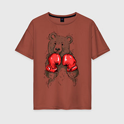 Футболка оверсайз женская Bear Boxing, цвет: кирпичный