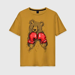Футболка оверсайз женская Bear Boxing, цвет: горчичный