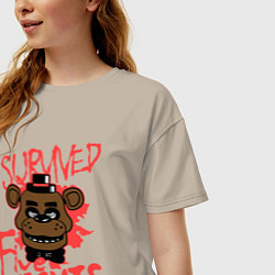 Футболка оверсайз женская I Survived Five Night, цвет: миндальный — фото 2