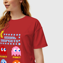 Футболка оверсайз женская Pac-Man: Usual Suspects, цвет: красный — фото 2