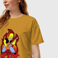 Футболка оверсайз женская AC/DC Homer, цвет: горчичный — фото 2
