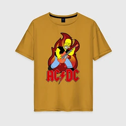 Футболка оверсайз женская AC/DC Homer, цвет: горчичный