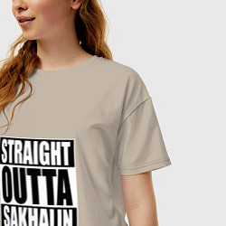 Футболка оверсайз женская Straight Outta Sakhalin, цвет: миндальный — фото 2