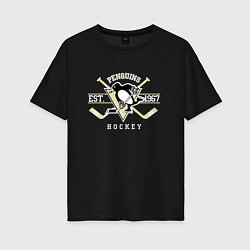 Футболка оверсайз женская Pittsburgh Penguins: Est.1967, цвет: черный