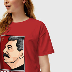 Футболка оверсайз женская Сталин, цвет: красный — фото 2