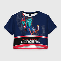 Футболка 3D укороченная женская New York Rangers, цвет: 3D-принт