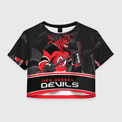 Футболка 3D укороченная женская New Jersey Devils, цвет: 3D-принт