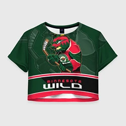 Футболка 3D укороченная женская Minnesota Wild, цвет: 3D-принт