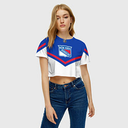 Футболка 3D укороченная женская NHL: New York Rangers, цвет: 3D-принт — фото 2