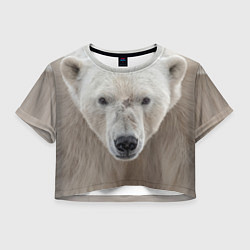 Футболка 3D укороченная женская Белый медведь, цвет: 3D-принт