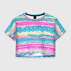 Футболка 3D укороченная женская Нежный xолод, цвет: 3D-принт