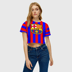 Футболка 3D укороченная женская Barca FCB Club, цвет: 3D-принт — фото 2
