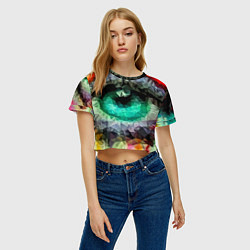 Футболка 3D укороченная женская Eyes swag, цвет: 3D-принт — фото 2