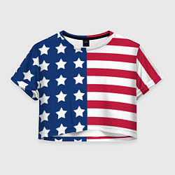 Футболка 3D укороченная женская USA Flag, цвет: 3D-принт