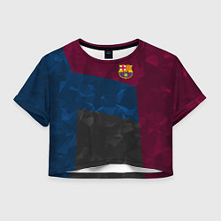 Футболка 3D укороченная женская FC Barcelona: Dark polygons, цвет: 3D-принт
