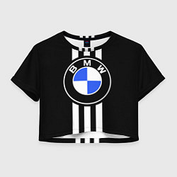 Футболка 3D укороченная женская BMW: White Strips, цвет: 3D-принт