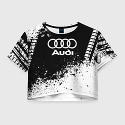 Футболка 3D укороченная женская Audi: Black Spray, цвет: 3D-принт