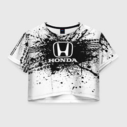 Футболка 3D укороченная женская Honda: Black Spray, цвет: 3D-принт