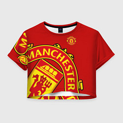 Футболка 3D укороченная женская FC Man United: Red Exclusive, цвет: 3D-принт