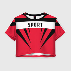 Футболка 3D укороченная женская Sport: Red Style, цвет: 3D-принт