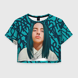 Футболка 3D укороченная женская Billie Eilish, цвет: 3D-принт