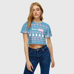 Футболка 3D укороченная женская Pornhub - christmas sweater, цвет: 3D-принт — фото 2