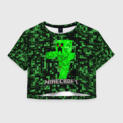 Футболка 3D укороченная женская MINECRAFT CREEPER, цвет: 3D-принт