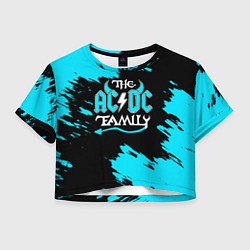 Футболка 3D укороченная женская The ACDC famely, цвет: 3D-принт