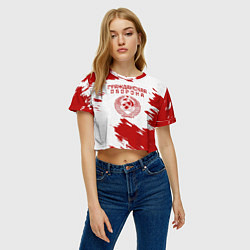 Футболка 3D укороченная женская Гражданская оборона, цвет: 3D-принт — фото 2