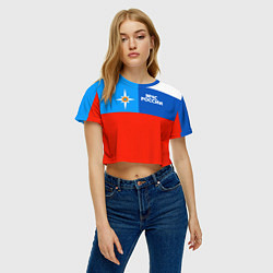 Футболка 3D укороченная женская Флаг МЧС России, цвет: 3D-принт — фото 2