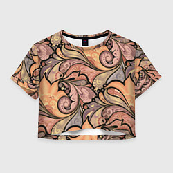 Футболка 3D укороченная женская Дудл узоры, цвет: 3D-принт