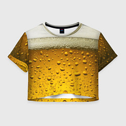 Футболка 3D укороченная женская ПИВО, цвет: 3D-принт