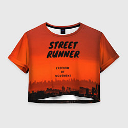 Футболка 3D укороченная женская Street runner, цвет: 3D-принт