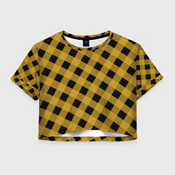 Футболка 3D укороченная женская Шотландка, цвет: 3D-принт