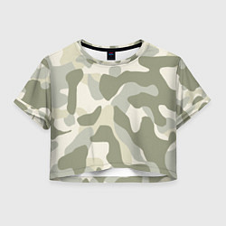 Футболка 3D укороченная женская Camouflage 1, цвет: 3D-принт