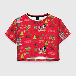 Футболка 3D укороченная женская Mickey & Minnie pattern, цвет: 3D-принт