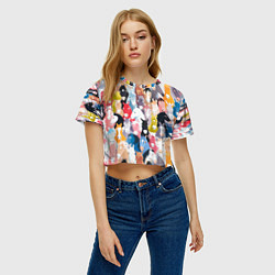 Футболка 3D укороченная женская Цветные лошади, цвет: 3D-принт — фото 2