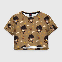 Футболка 3D укороченная женская Чиби Чжун Ли, цвет: 3D-принт