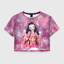 Футболка 3D укороченная женская Незуко Камадо, цвет: 3D-принт