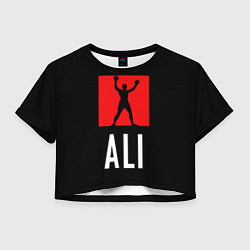 Футболка 3D укороченная женская Muhammad Ali, цвет: 3D-принт