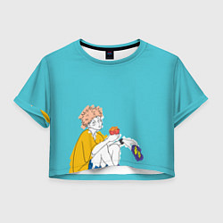 Футболка 3D укороченная женская Итадори Магическая битва, цвет: 3D-принт