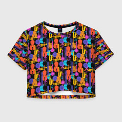 Футболка 3D укороченная женская Джаз, цвет: 3D-принт